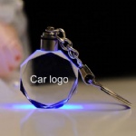 Crystal interior key chain logo custom LED colorful luminous Pendant