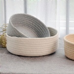 Custom logo Round Small hand-woven Laundry Basket Bedside Tabletop Snacks Debris Basket Storage Basket Key Cosmetics Coffee Table Storage Basket Hamper