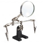 Custom Helping Third Hand Magnifier Tool Soldering Stand With 4X Welding Magnifying Glass led Adjustable 2 Alligator Clips 360 Degree Rotating