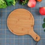 Custom logo Bamboo Pizza board Round with Hand Pizza Baking Tray Pizza sushi Cutting Board Platter Pizza Cake Bakeware Tools