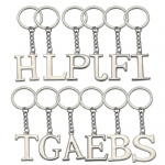 A-Z Letters key Chain Silver Color Metal Keychain Women Car Key Ring Simple Letter Name Key Holder